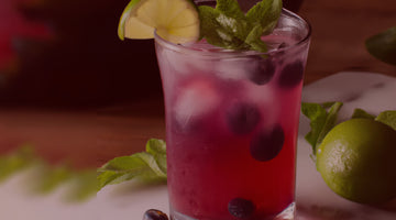 Harctic Superfoods True Arctic Superfoods blueberry mojito mocktail served in a glass