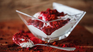 Harctic Superfoods berry powder sprinkled on top of natural yogurt